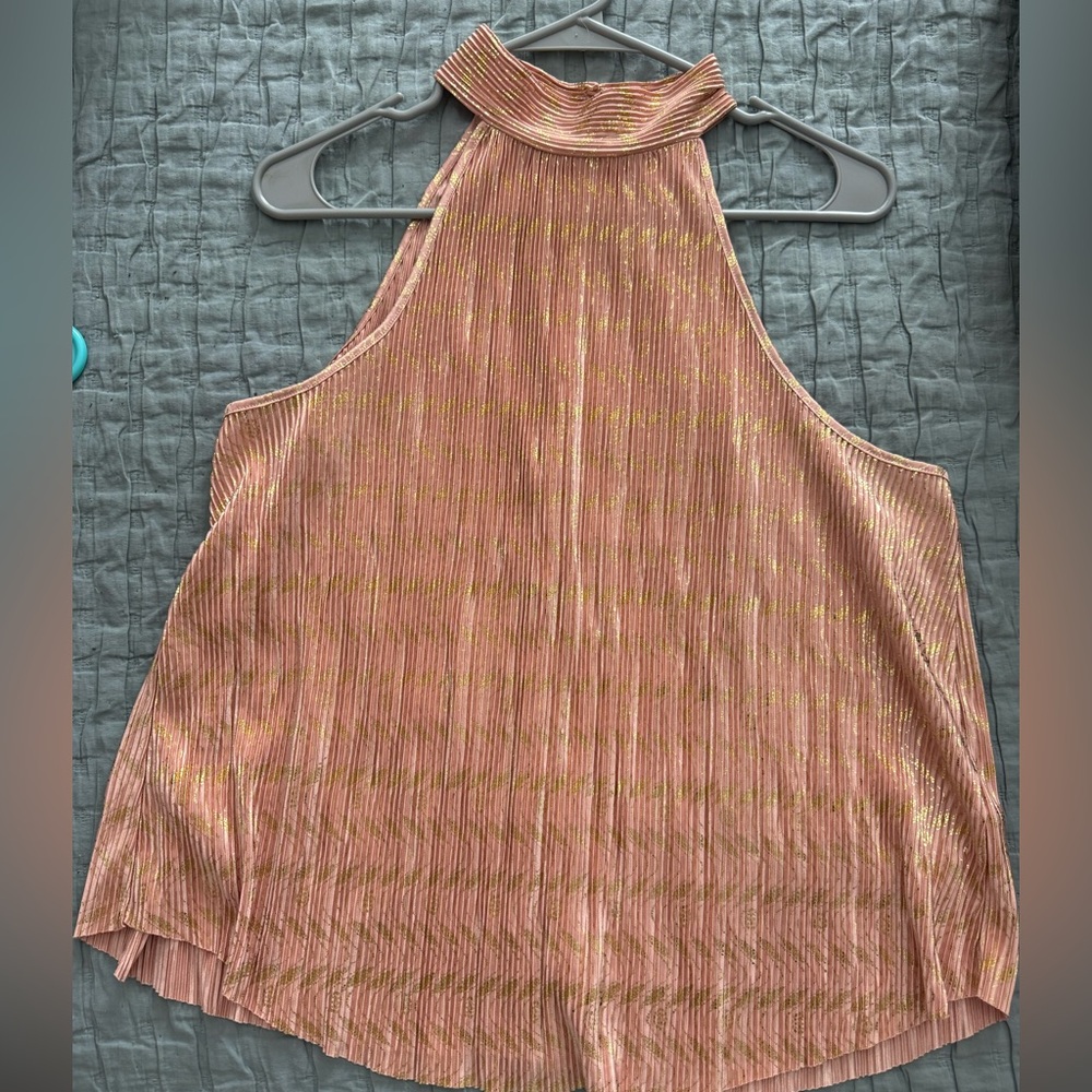 Anthropologie Pink and Gold Halter Blouse